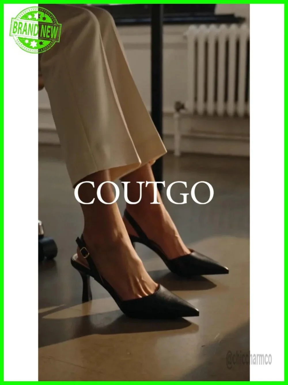 Faux Leather Slingback Kitten Heels Closed Pointed Toe Pumps Slip On Party